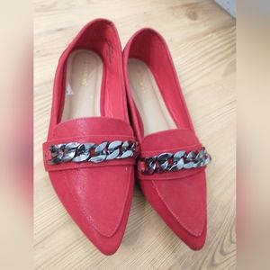 Red pointed toe flats